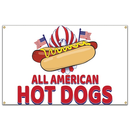 All American Hot Dogs Banner Concession Stand Food Truck Single Sided